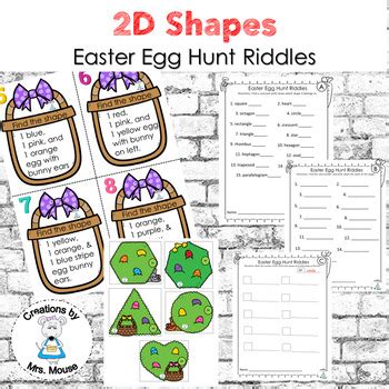 Easter Spring Math Easter Egg Hunt Riddles Shapes TPT