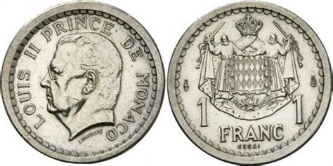 1 franc Louis II essai piéfort argent Monaco Numista