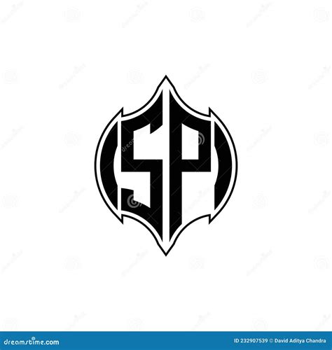 SP Logo Monogram Geometric Shield Shape Style Stock Vector