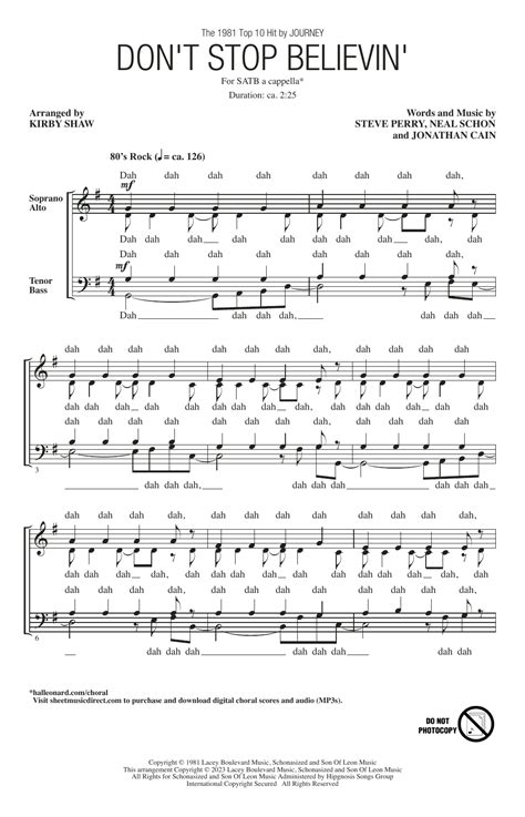 Journey Dont Stop Believin Sheet Music For Satb Choir Download Pdf 1275790