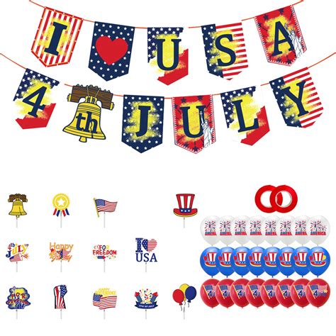 Patriotic Decorations Balloons Garland American Flag Kit Navy Blue Red