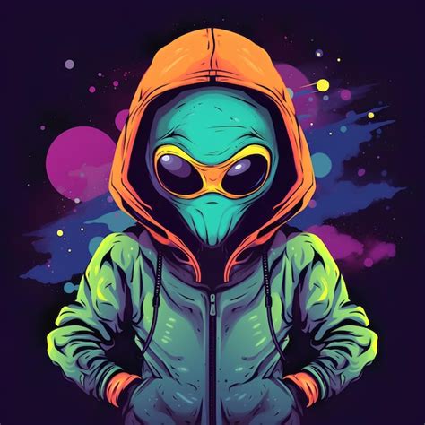 Premium AI Image | Cool and stylish space alien cartoon design