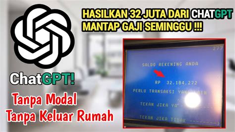 Hasilkan 32 Juta Rupiah Dari ChatGPT Tanpa Keluar Rumah Tanpa Modal