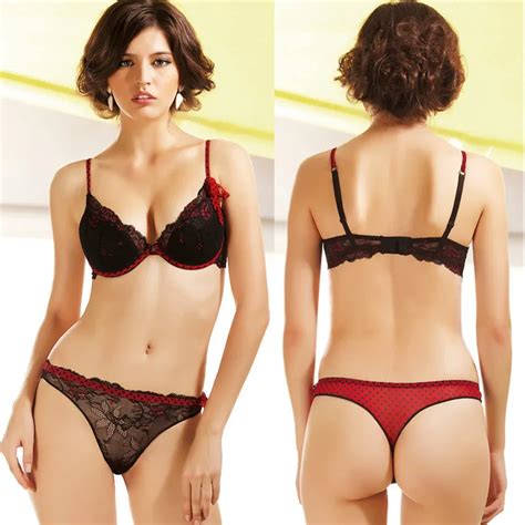 Newest Women Push Up Bra Sets Sexy Lace Panties Black And Red Seamless Bra Underwear Lingerie In