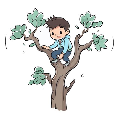 Ilustración De Un Niño Pequeño Escalando Un árbol Vector Vector Premium