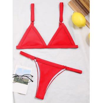 Emmiol Kostenloser Versand Einfaches Dreieck Bikini Set Rot S Von