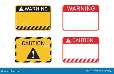 Blank Label of Warning and Caution Sticker Template Set. Stock ...