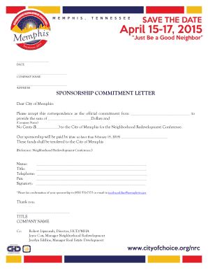 Sponsorship Commitment Letter Fill And Sign Printable Template Online