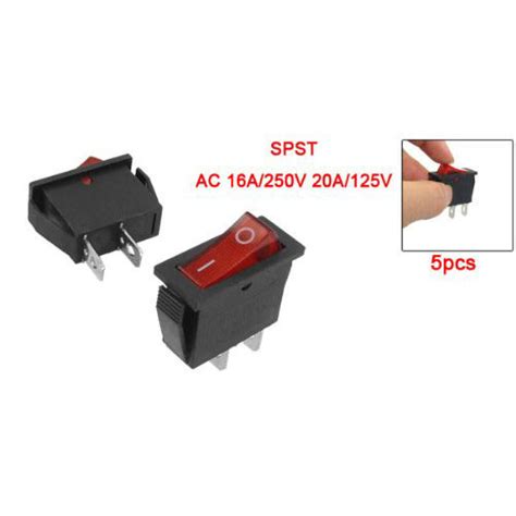 Pcs Pin Spst Red Neon Light On Off Rocker Switch Ac A V A