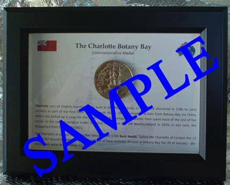 Charlotte Medal Commemorative Coin Botany Bay Birthday Glass