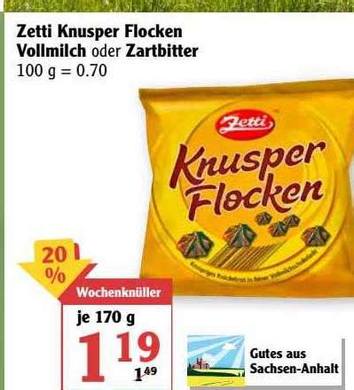 Zetti Knusper Flocken Vollmilch Oder Zartbitter Angebot Bei Globus