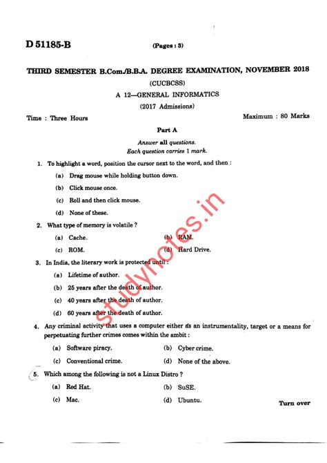 Bcom Iii Sem Gi B Third Semester General Informatics