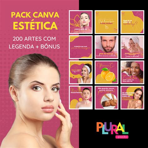 200 Artes Estética Editáveis Em Canva Bônus Plural Packs Hotmart