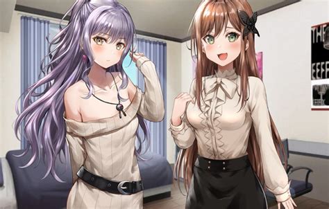 Wallpaper Girl Sexy Lingerie Pantsu Cleavage Blouse Panties Long