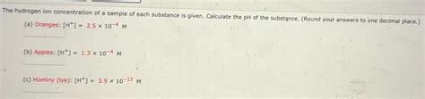 Answered The Hydrogen Ion Concentration Of A Sample Of Each Substance