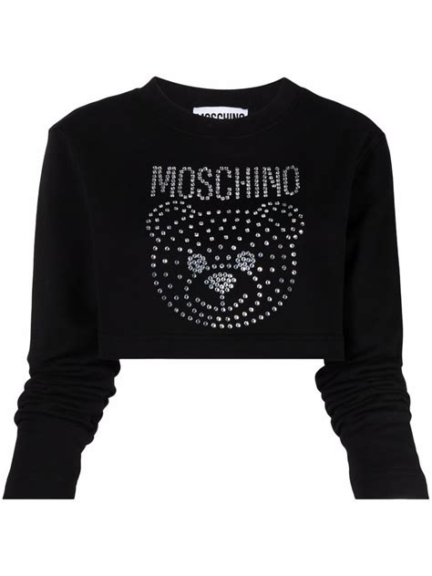 Moschino Blusa Teddy Bear Cropped Aplicação De Cristais Farfetch