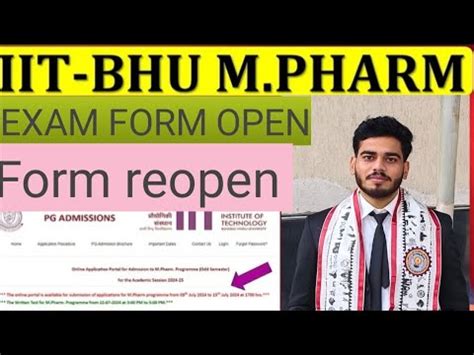 Iit Bhu Admission M Pharm Detail Form Reopen Youtube