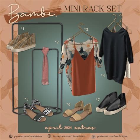 Mini Rack Set April 2024 Extras Set II Bambi In 2024 Sims 4