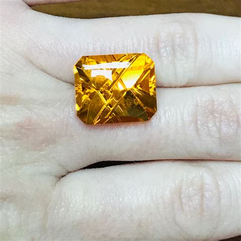 Citrine Emerald Cut Citrine Laser Cut 9.57 Carat Honey - Etsy