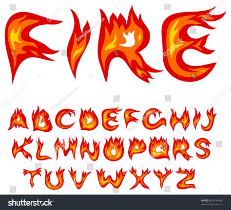 Vector Red Flame Alphabet On A White Background - 90184663 : Shutterstock