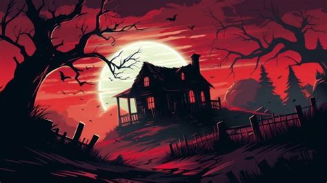 Premium AI Image | Illustration of a haunted house in shades of dark ...