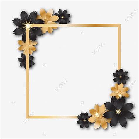 Diseño De Flores Negras Y Doradas En Iluminación PNG Encendiendo