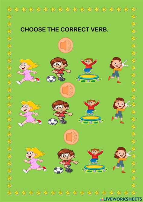 Verbs online exercise for Kindergarten