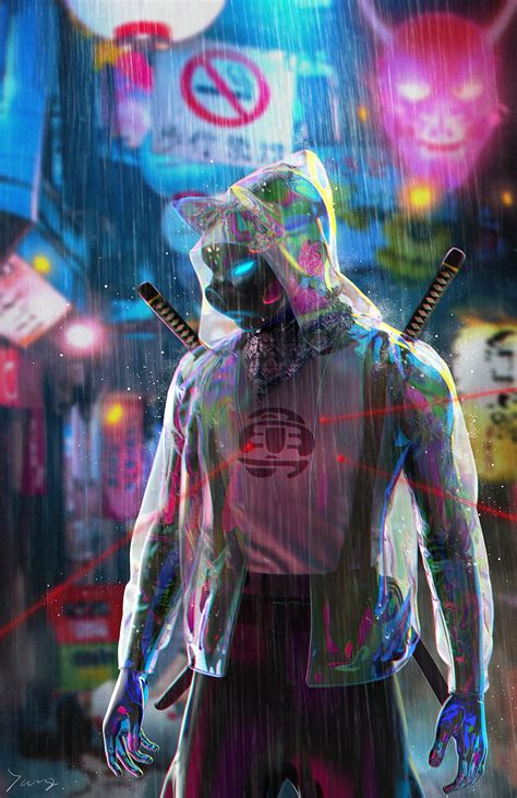 Neon Samurai Cyberpunk Samurai Ungu Wallpaper Ponsel HD Pxfuel