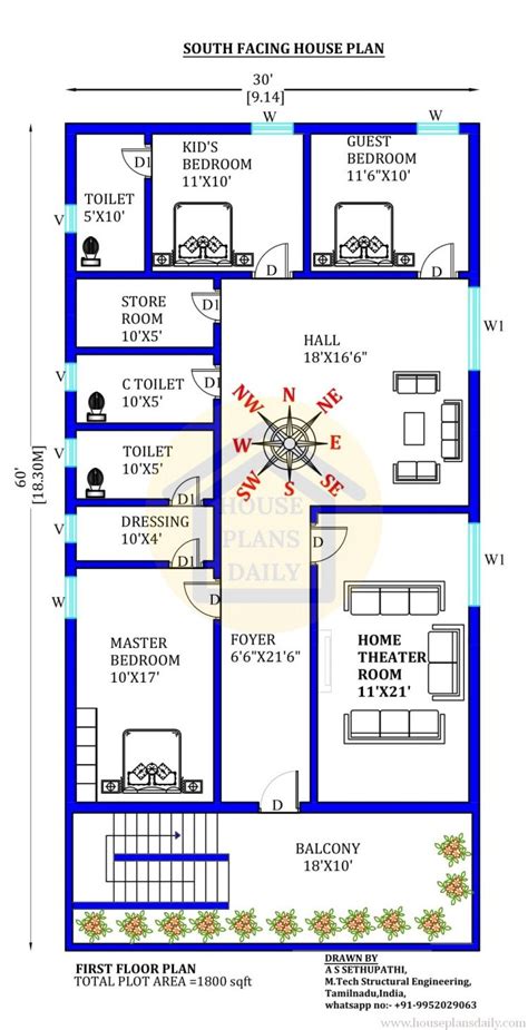 Dakshin Mukhi Ghar Ka Naksha 30x60 Home Design As Per Vastu House