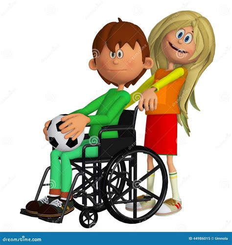 Enfant Handicapé S Asseyant Dans Le Fauteuil Roulant Avec Une Jeune Fille Illustration Stock