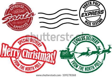 North Pole Santa Christmas Stamps Stock Vector (Royalty Free) 109278368