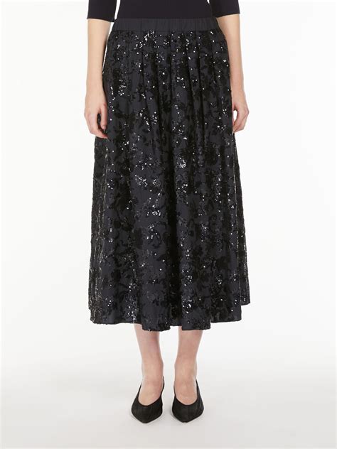 Wide Cotton Skirt With Sequins Navy Weekend Max Mara