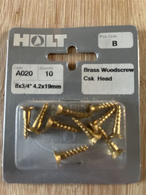 Holt Marine A020 8 X 34” Brass Wood Screw Csk Newline Chandlery