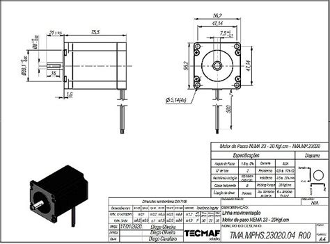 Motor De Passo Nema 23 20kgf Cm Loja TECMAF