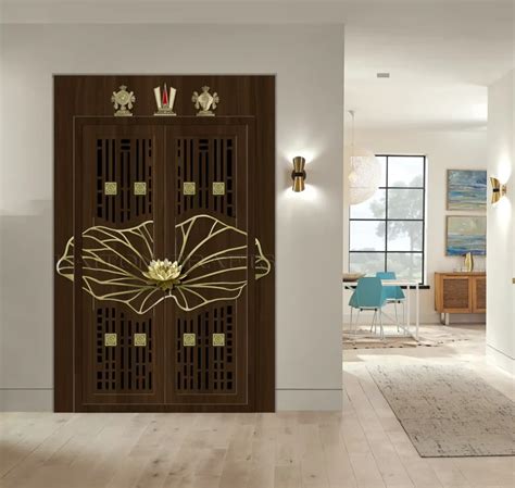 Pooja Room Door Designs Brass Embellishments For Elegance