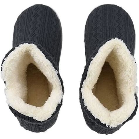 Chaussons Montant D Hiver Pour Femmes Homme Pantoufles Antid Rapantes