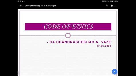 New Code Of Ethics By Ca Cn Vaze Youtube