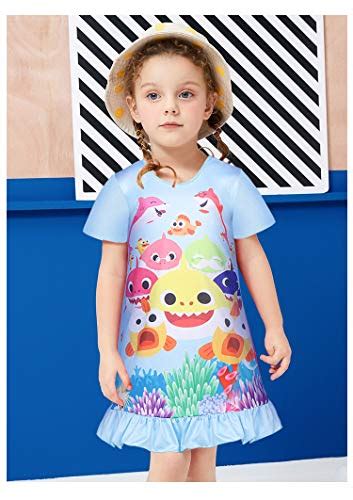 Lmm Little Girls Nightgown Baby Pajamas Shark Cartoon Print Princess