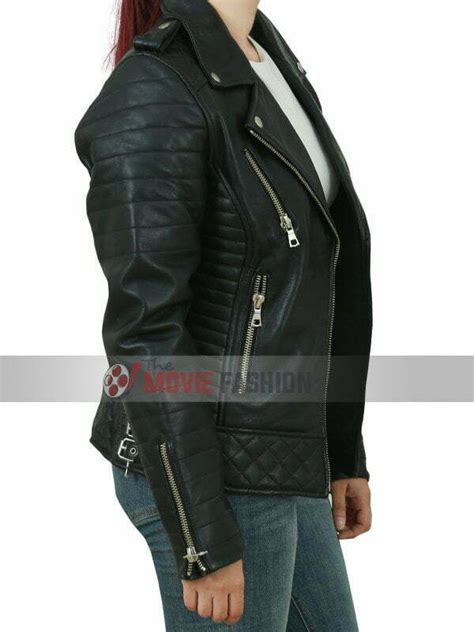 Womens Black Quilted Leather Jacket The Movie Fashion