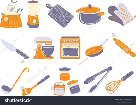 Fun Cooking Utensils Illustration Set Stock Vector Royalty Free