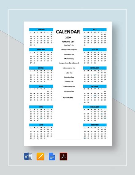 137+ FREE Calendar Templates in Adobe PDF | Template.net