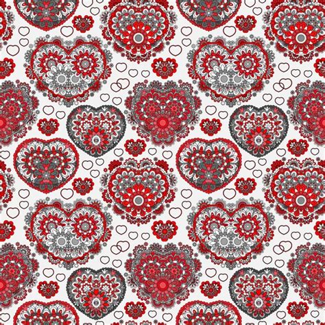 Beautiful Ornate Seamless Background With Hearts Endless Doodle