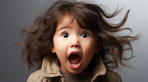 Premium AI Image | ortrait of surprised little kid girl with big open mouth