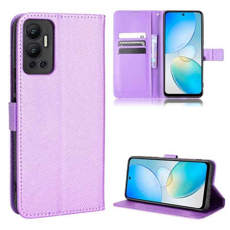 For Infinix Hot 12 Diamond Texture Leather Phone Case Purple Alexnld