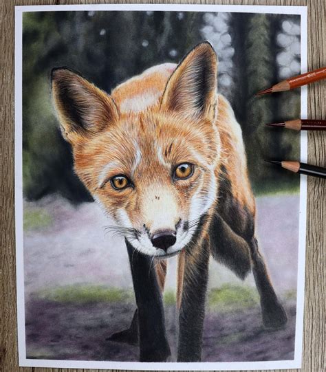 Fox Original Colour Pencil Illustration – Lisa Galley Art