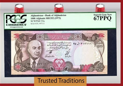 Welt Banknoten Afghanis Tt Pk A Afghanistan Pcgs Ppq Pop