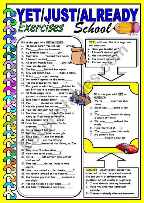 YET JUST ALREADY ESL Worksheet By Dackala English Grammar English