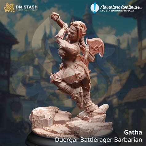 Dnd Pathfinder Ttrpg Gatha Duergar Female Dwarf Battlerager Barbarian