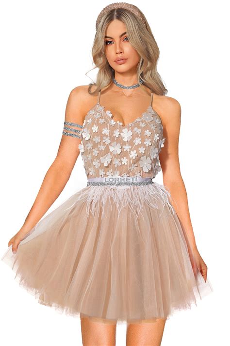 MINI ROCHIE ARIA DANTELA TUL NUDE ȘI ALBA LORRETI