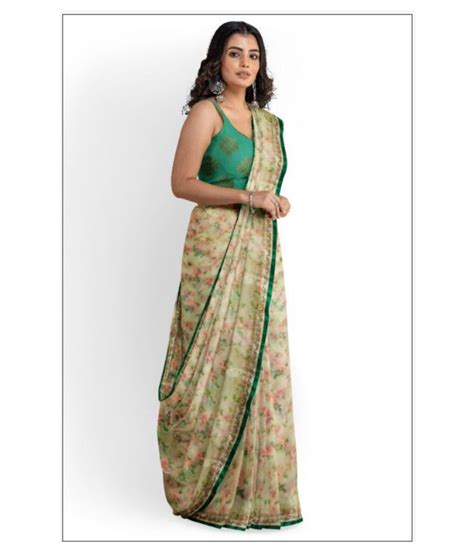 Designer Merge Yellow Organza Saree Single Buy Designer Merge